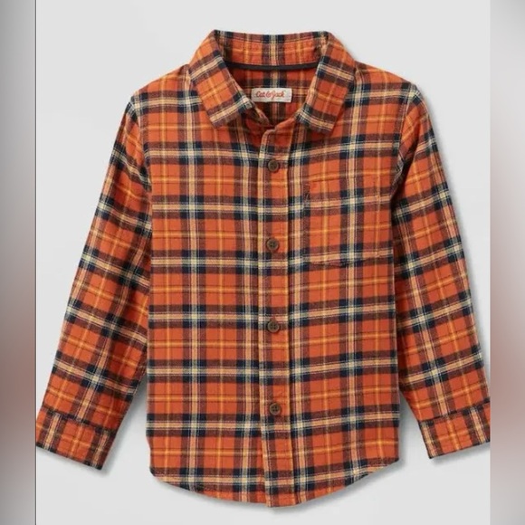 Cat & Jack Toddler Boys' Long Sleeve Flannel Button-Up Shirt 4t - Picture 3 of 6